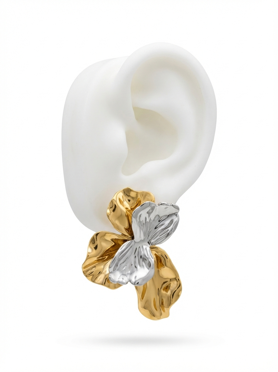Aretes Bloom Muse Bicolor en Forma de Flor - Richesse Jewels