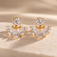 Aretes Abanico de Luz con Zirconias Desmontables
