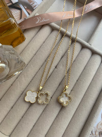 Collar Doble Capa con Trébol de Cuatro Hojas blanco 1pcsu