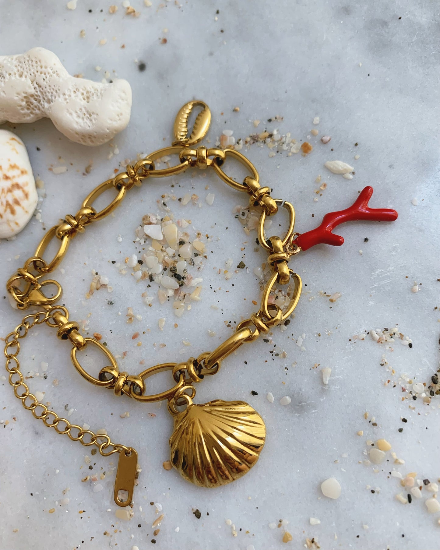 Pulsera de coral rojo marino - Richesse Jewels