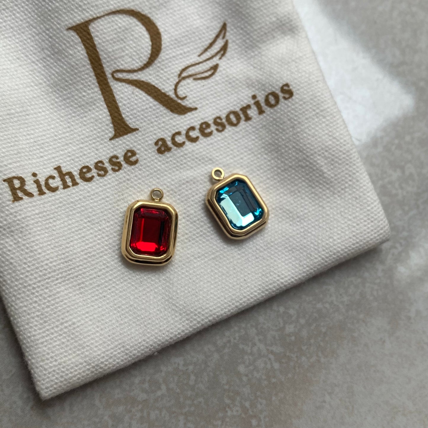 Zirconia cuadrada de color azul - Richesse accesorios