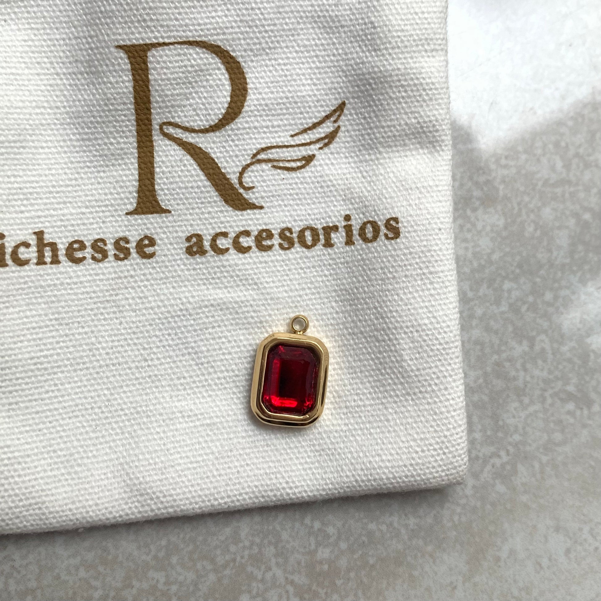 Zirconia cuadrada de color rojo - Richesse accesorios