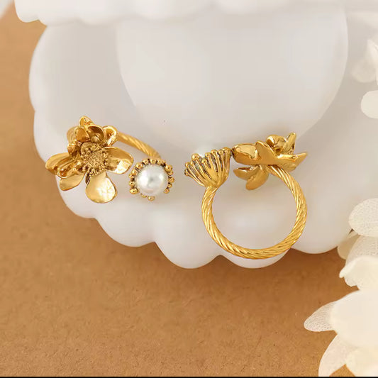 Anillo único de flor vintage francés 1pcs