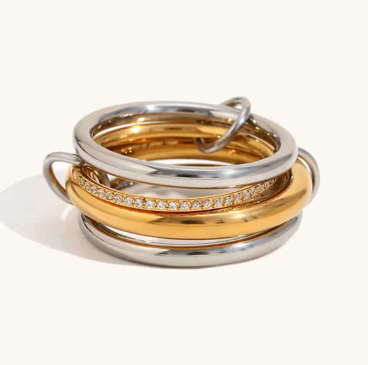 Anillo de diseño apilado en 4 niveles - Richesse accesorios