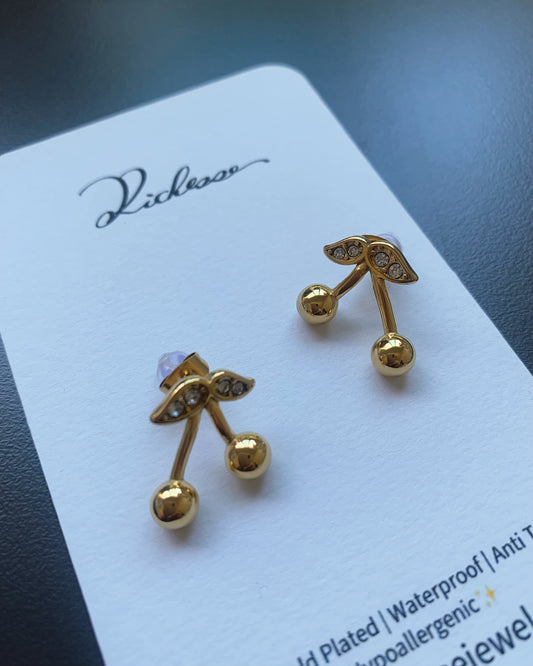 Aretes Amor de Cereza Dorada - Richesse Jewels