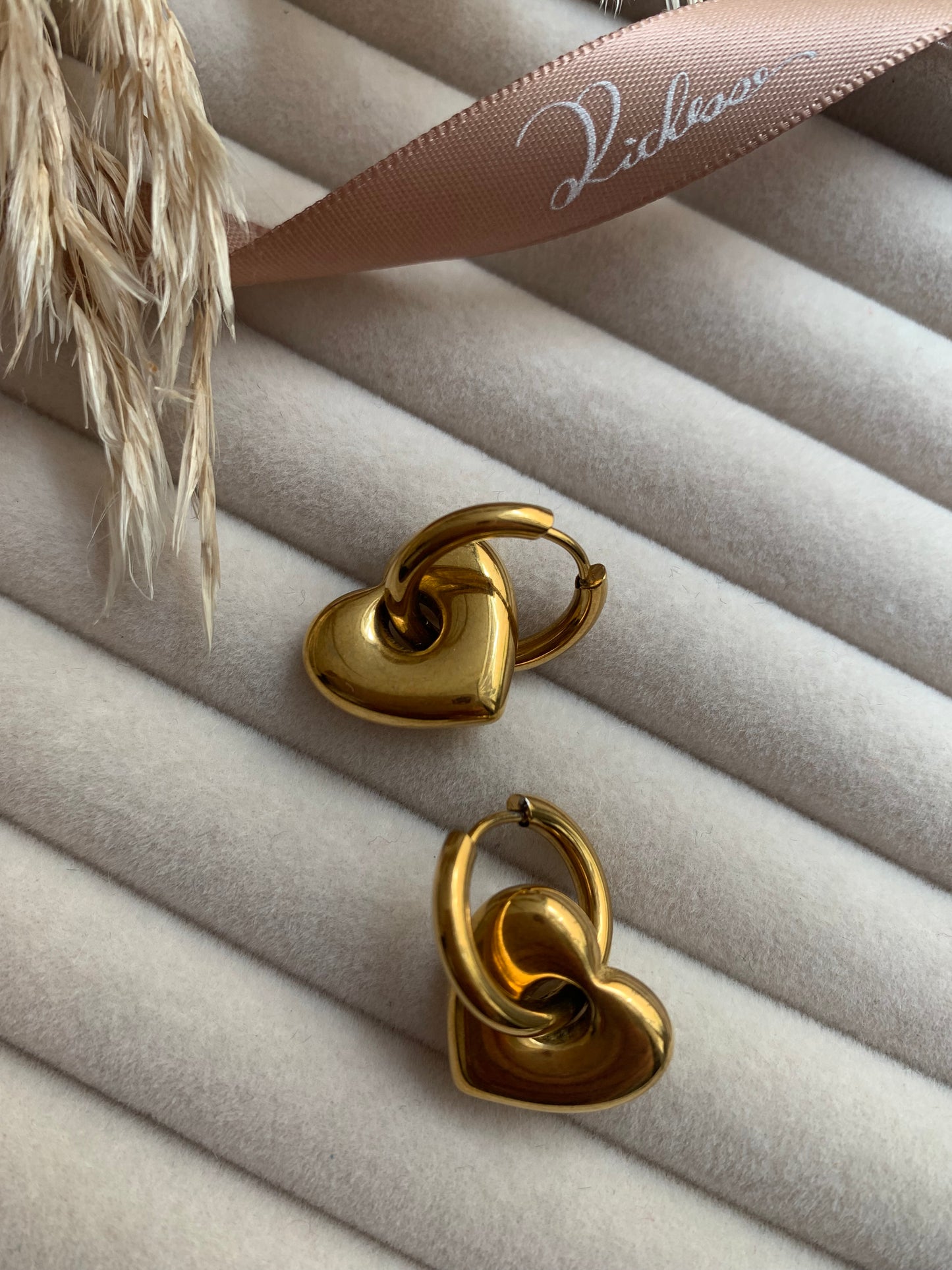 Aretes Clásicos con Dije de Corazón - Richesse Jewels