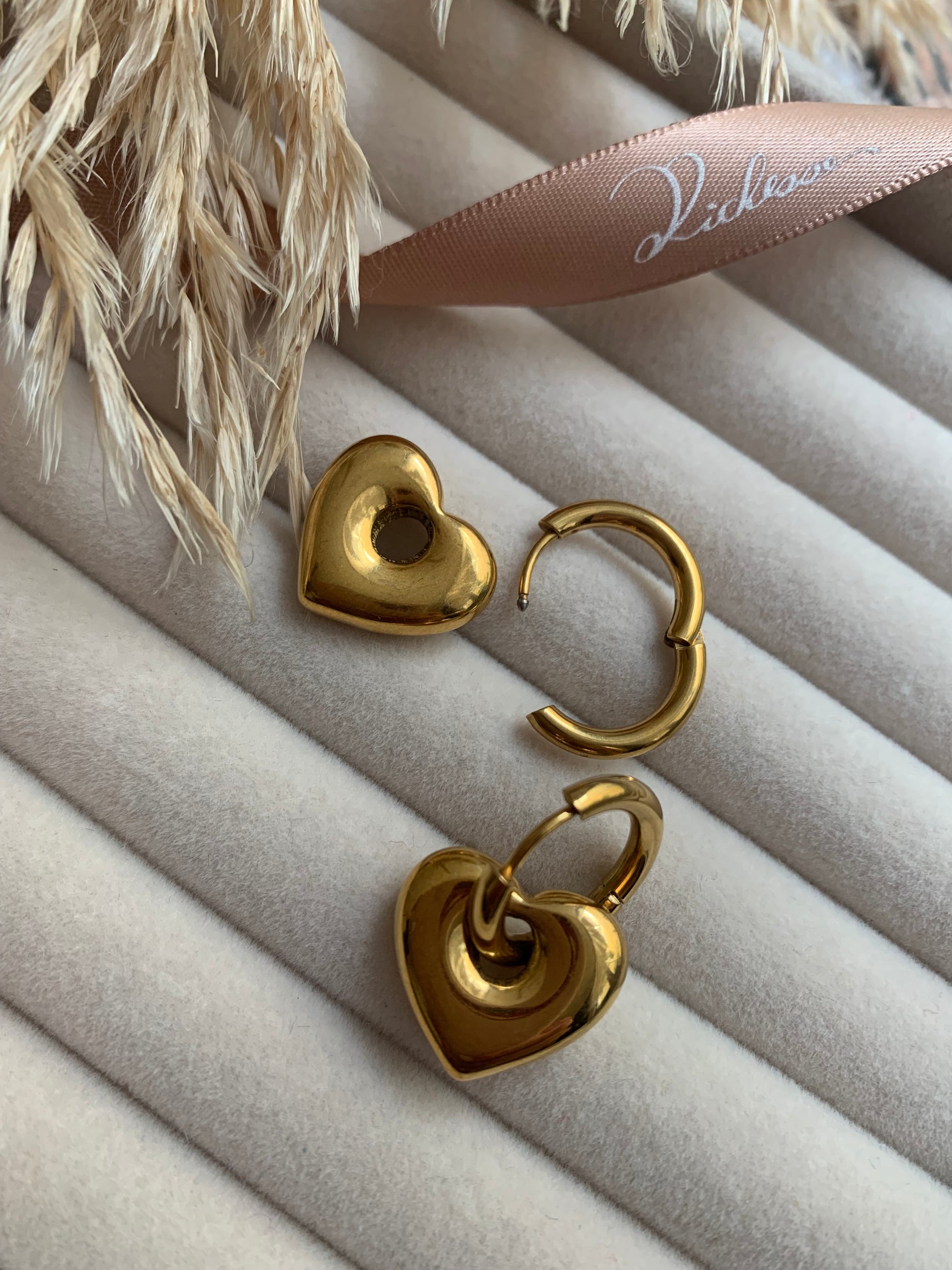 Aretes Clásicos con Dije de Corazón - Richesse Jewels