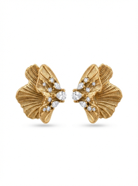 Aretes Florales en Forma de Alas con Zirconia