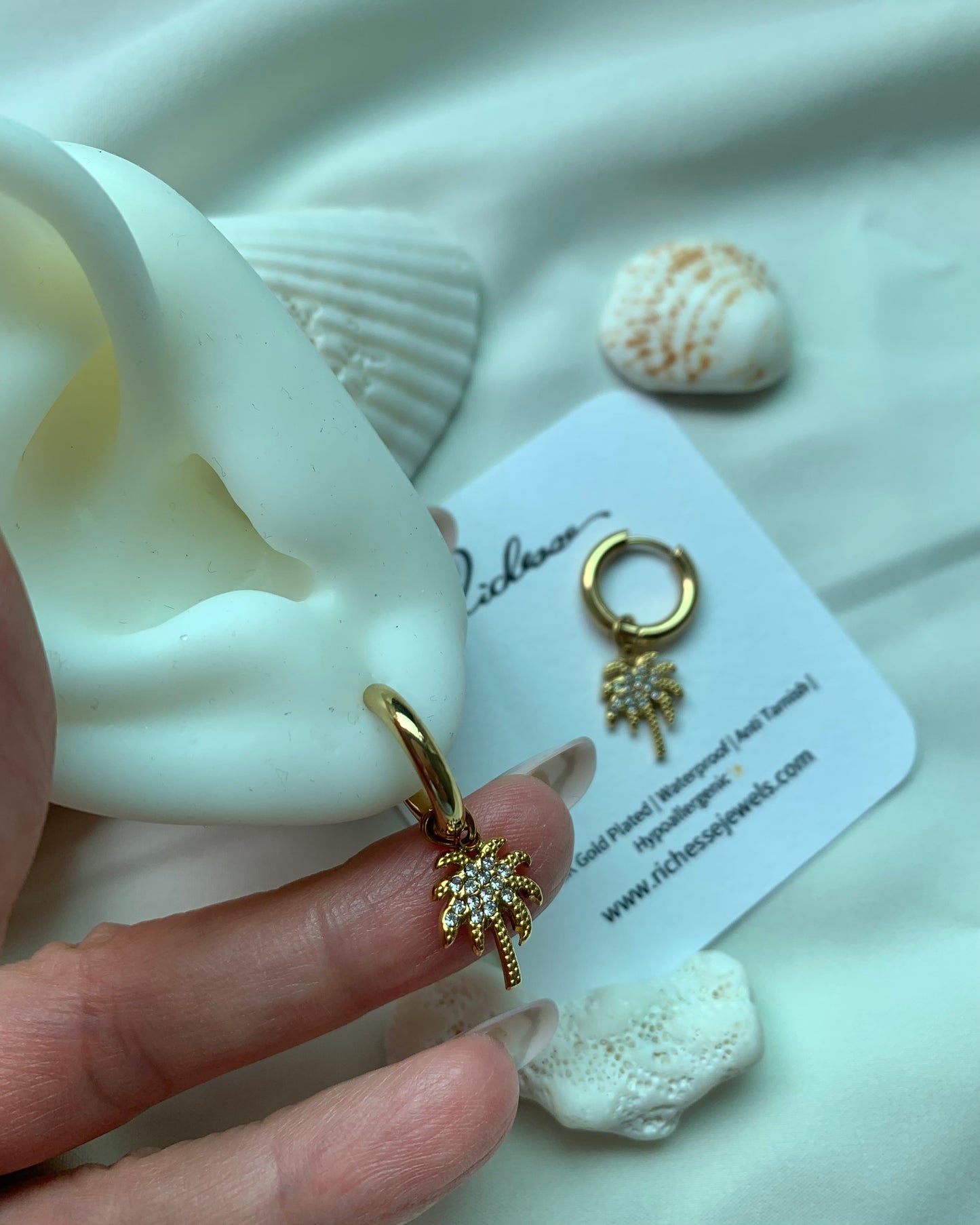 Aretes Hoops Palma Brillante - Richesse accesorios