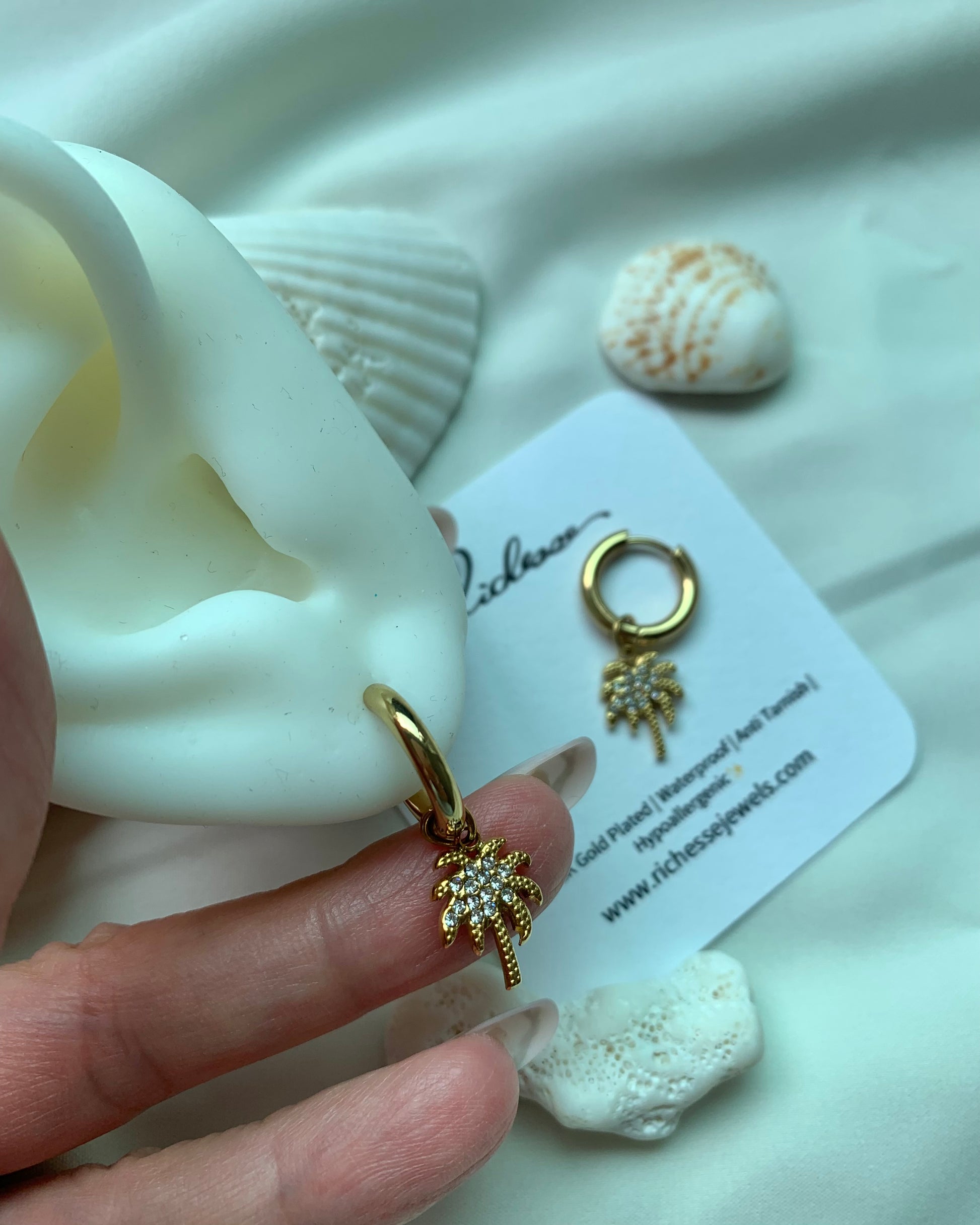 Aretes Hoops Palma Brillante - Richesse accesorios