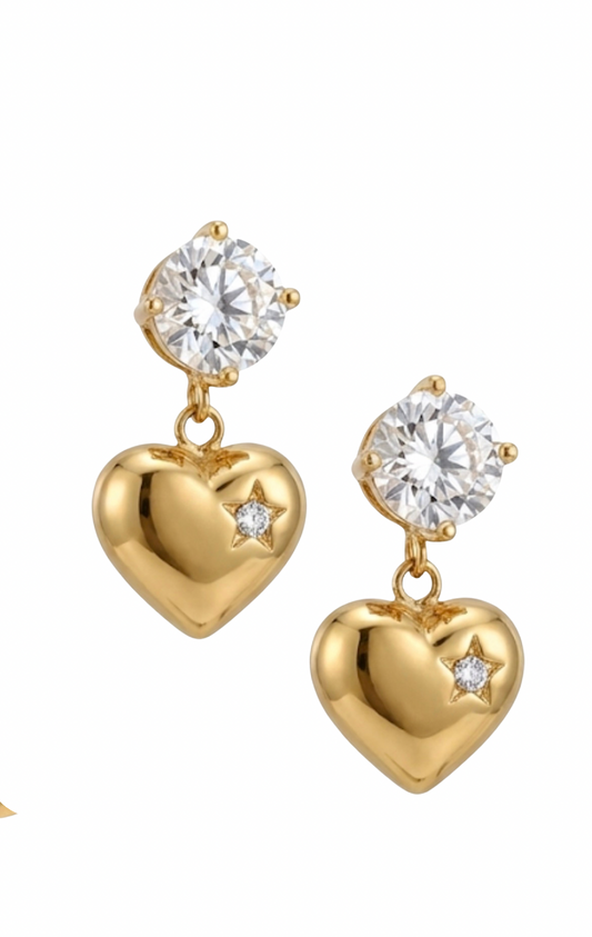 Aretes Stella Heart de Corazón con Estrella - Richesse Jewels