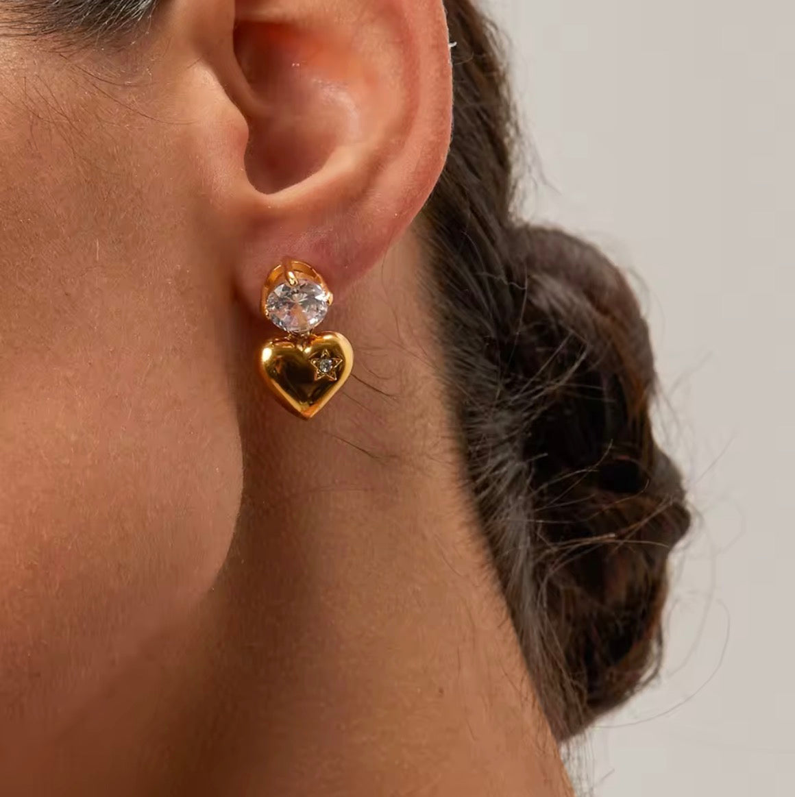 Aretes Stella Heart de Corazón con Estrella - Richesse Jewels