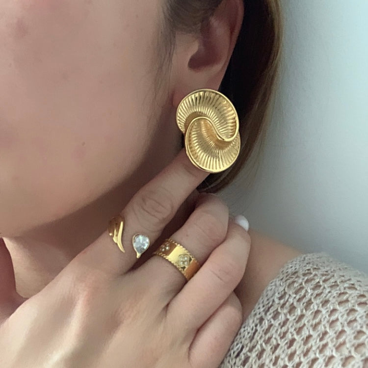 Aretes de acero inoxidable con diseño de espiral 🌀 - Richesse Jewels
