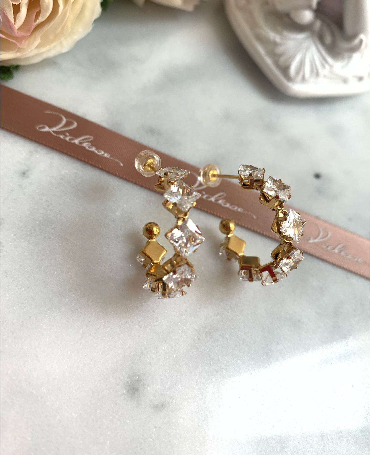 Aretes de argolla de piedra. - Richesse Jewels