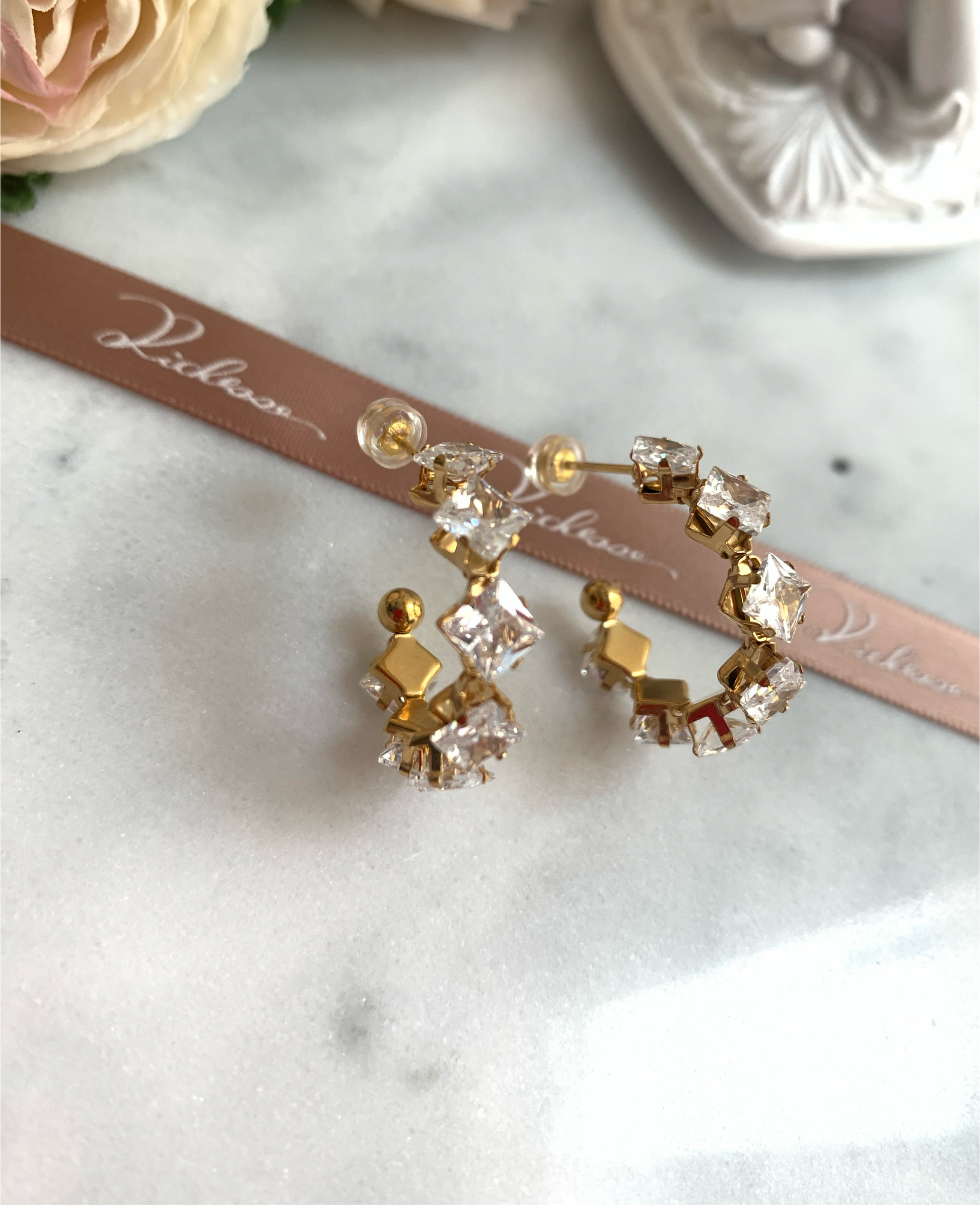 Aretes de argolla de piedra. - Richesse Jewels