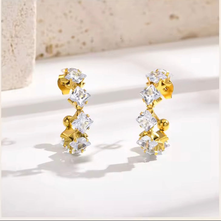 Aretes de argolla de piedra. - Richesse Jewels