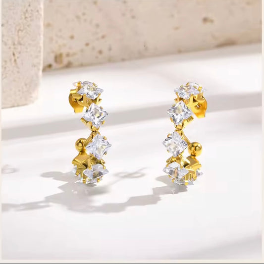 Aretes de argolla de piedra. - Richesse Jewels
