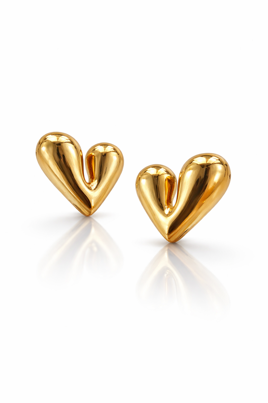 Aretes de corazón con un diseño bonito y adorable.(solido) - Richesse Jewels
