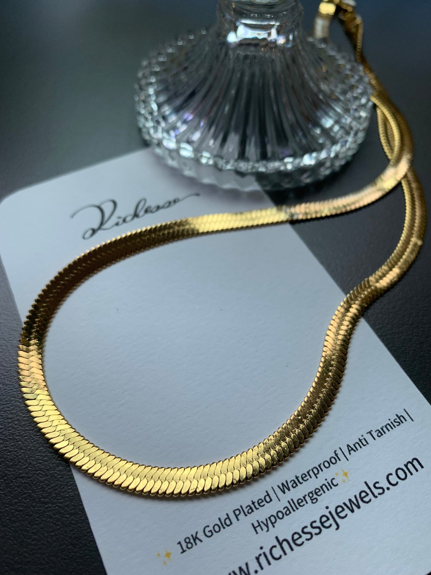 Cadena tipo serpiente plana y moderna (45cm x 5mm) - Richesse Jewels