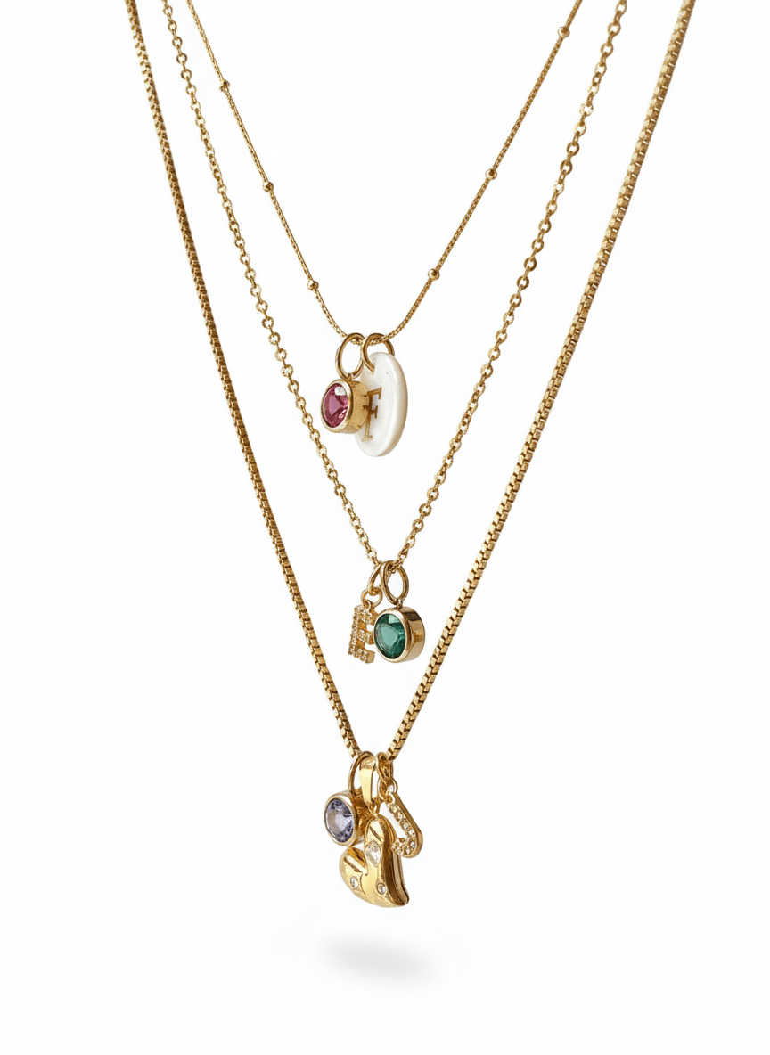 Collar Aurelia con Inicial y Piedra de Nacimiento - Richesse Jewels