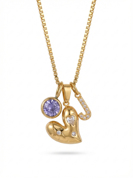 Collar Letra Brillante Corazón Dulce - Richesse Jewels