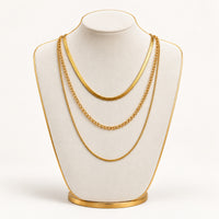 Collar Dorado de Tres Capas con Cadenas Combinadas