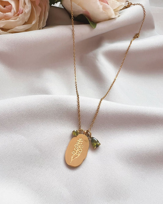 Flor y piedra de nacimiento de agosto 8 - Richesse accesorios