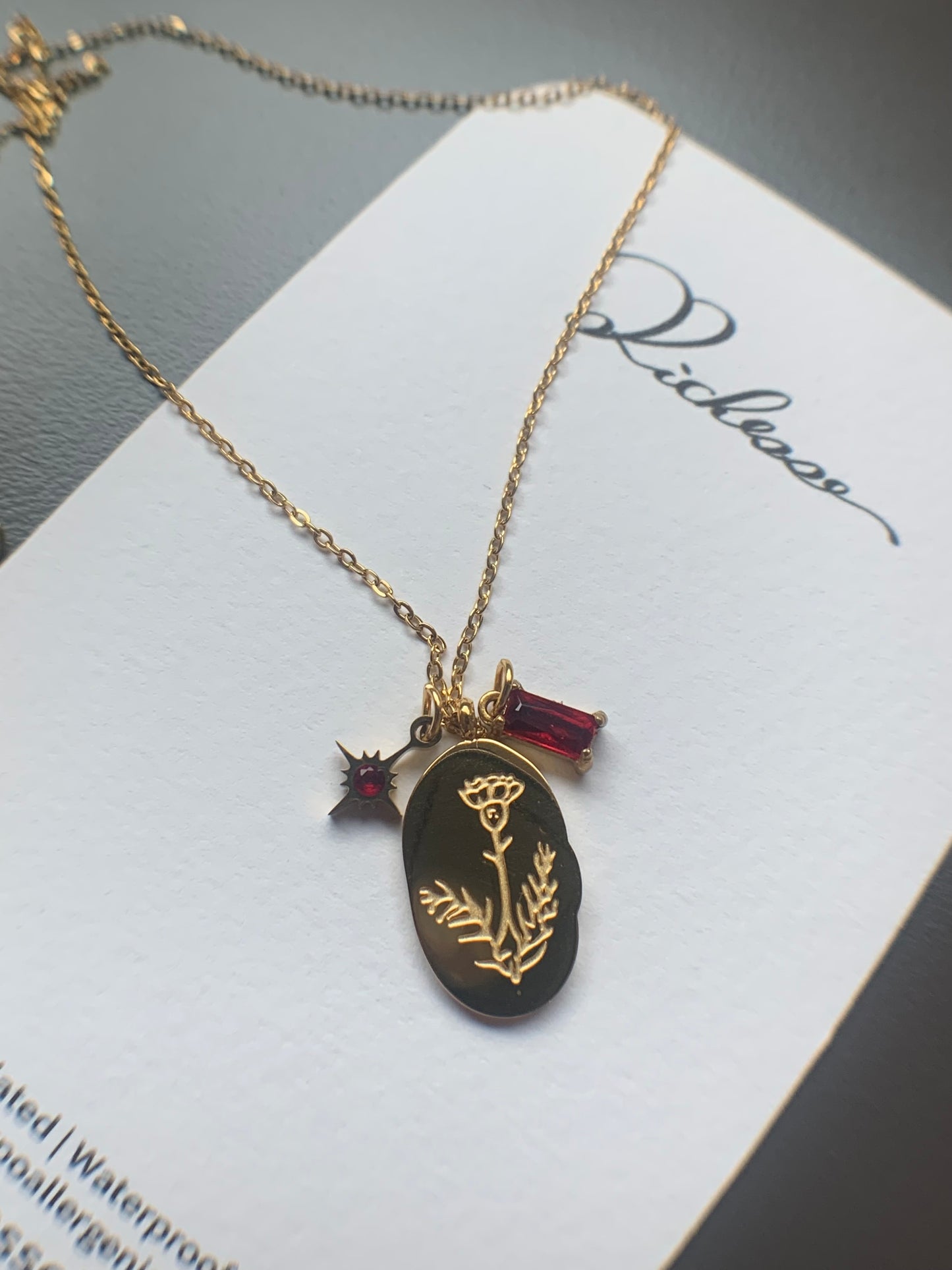 Flor y piedra de nacimiento de enero 1 - Richesse Jewels