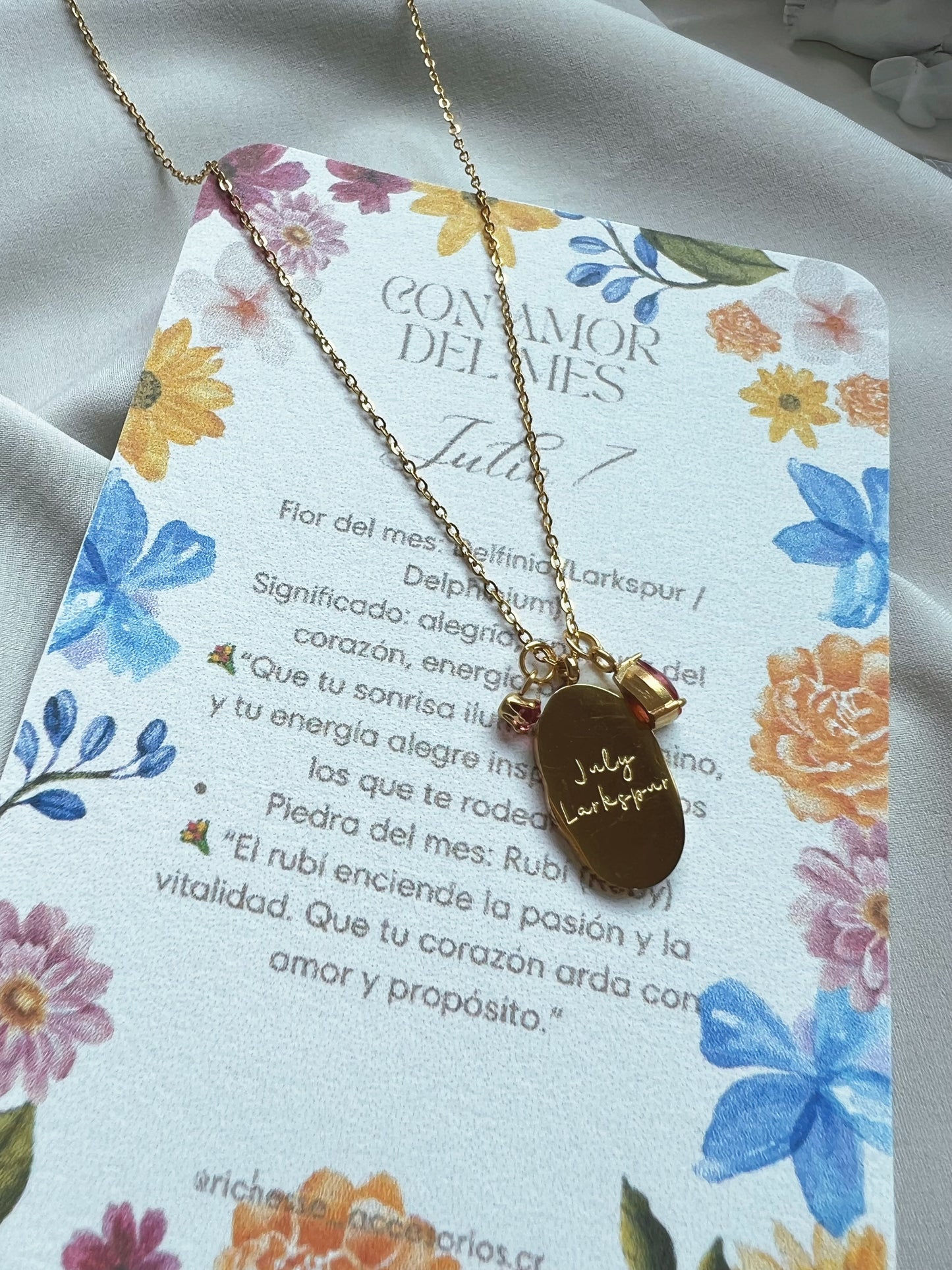 Flor y piedra de nacimiento de julio 7 - Richesse accesorios