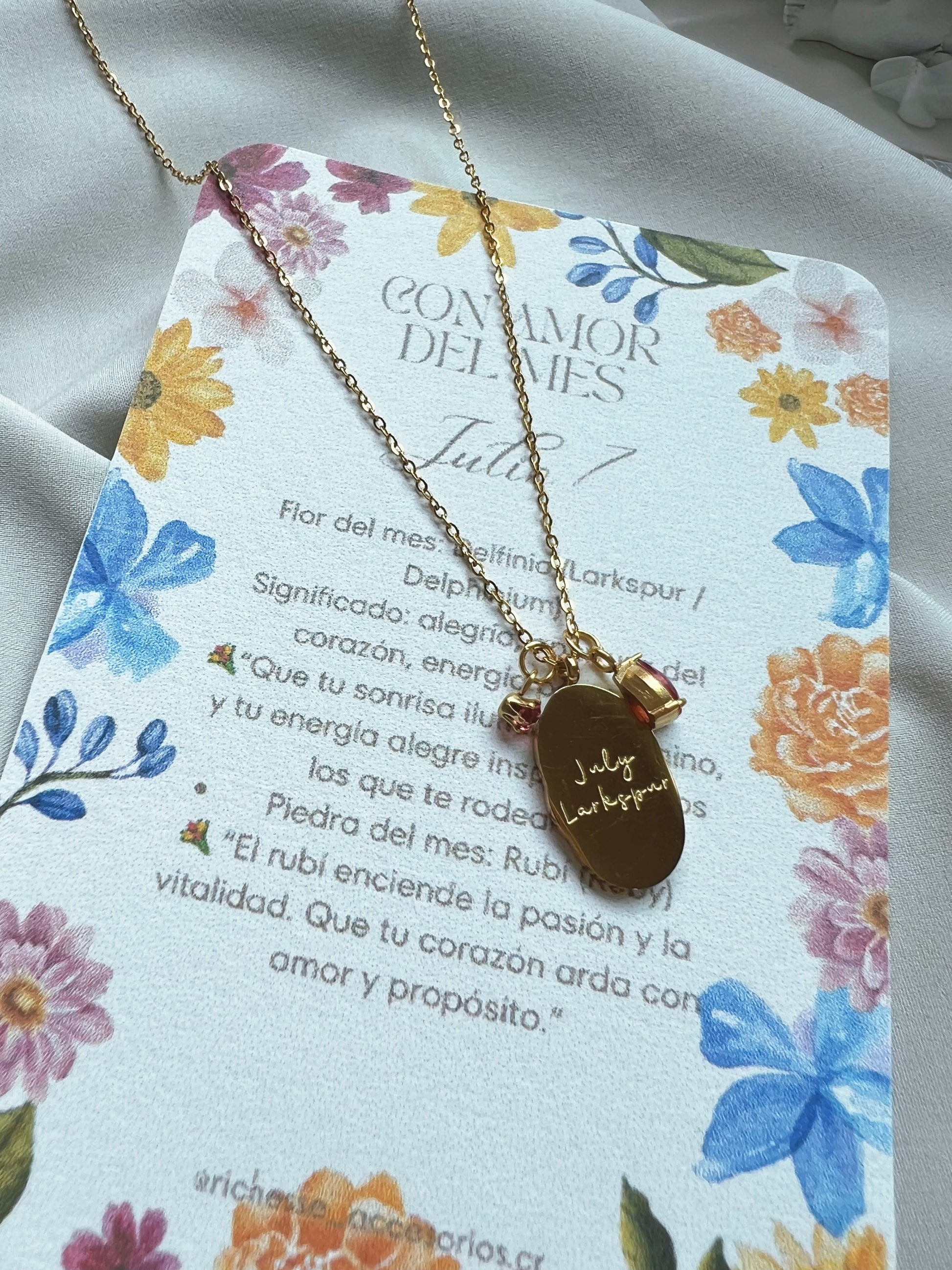 Flor y piedra de nacimiento de julio 7 - Richesse accesorios