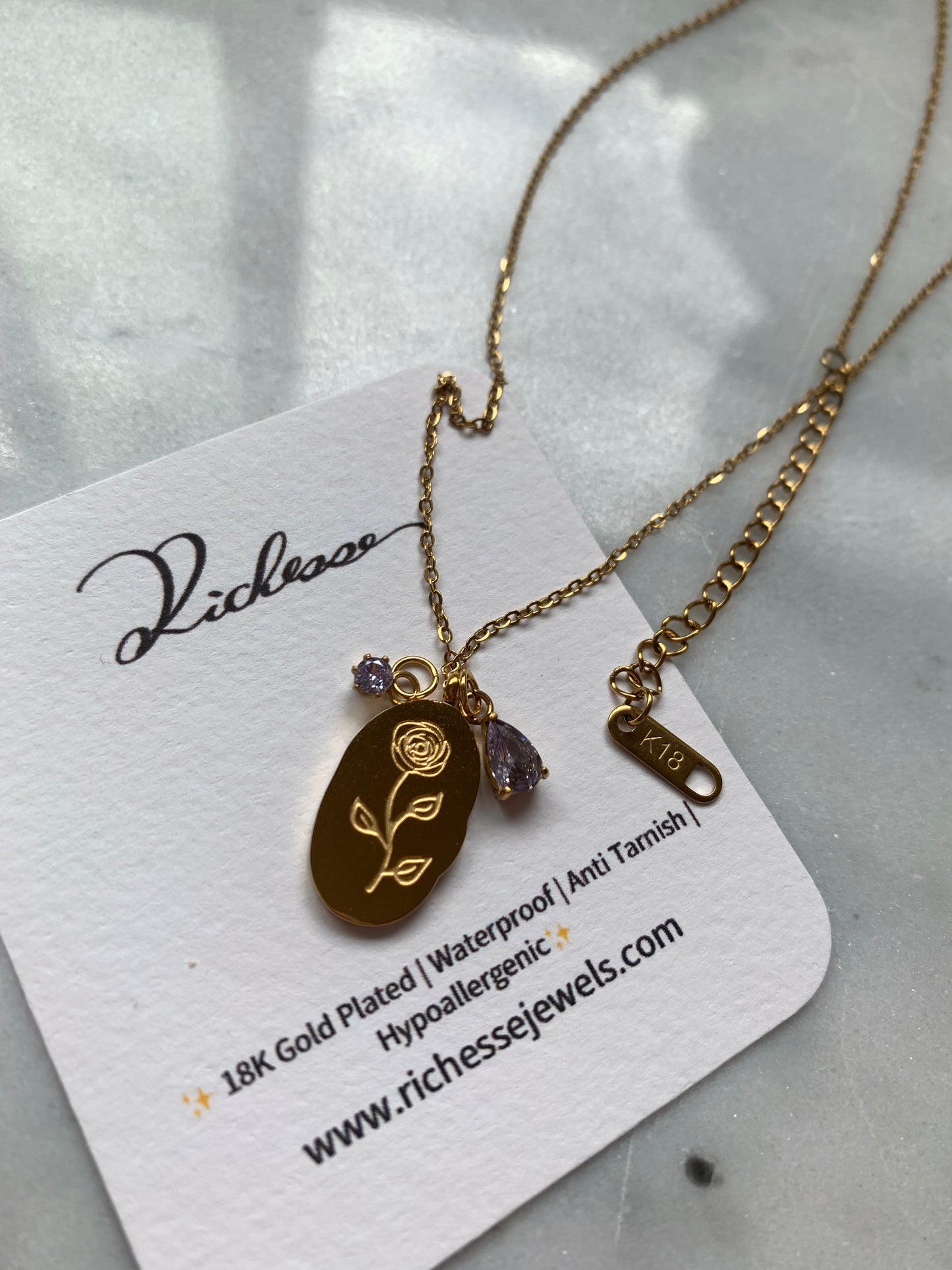 Flor y piedra de nacimiento de junio 6 - Richesse Jewels