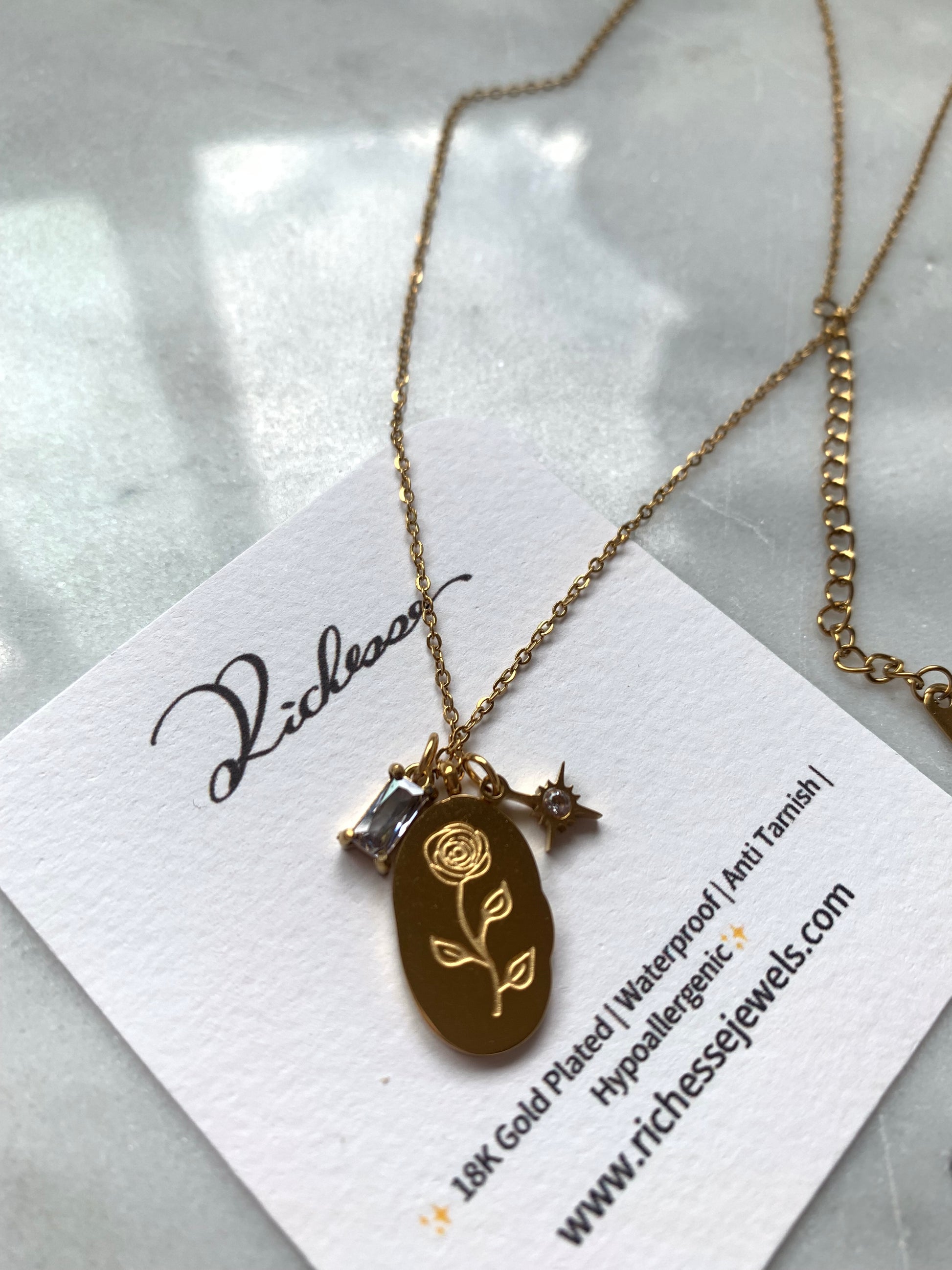Flor y piedra de nacimiento de junio 6 - Richesse Jewels