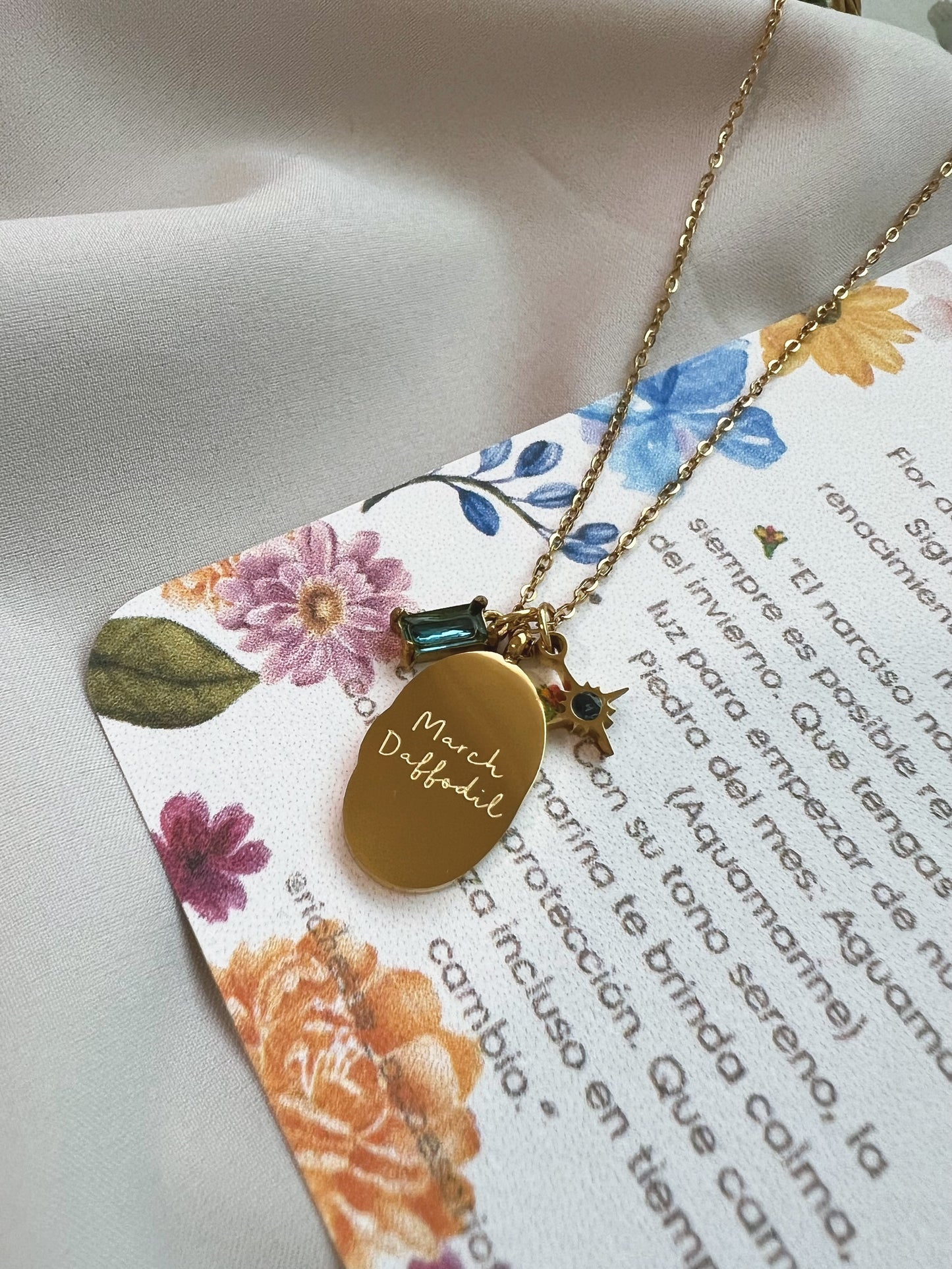 Flor y piedra de nacimiento de marzo 3 - Richesse accesorios