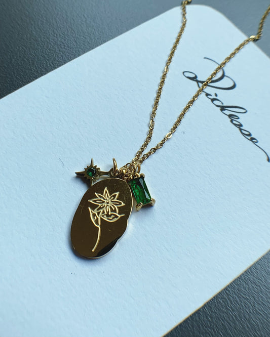 Flor y piedra de nacimiento de mayo 5 - Richesse Jewels