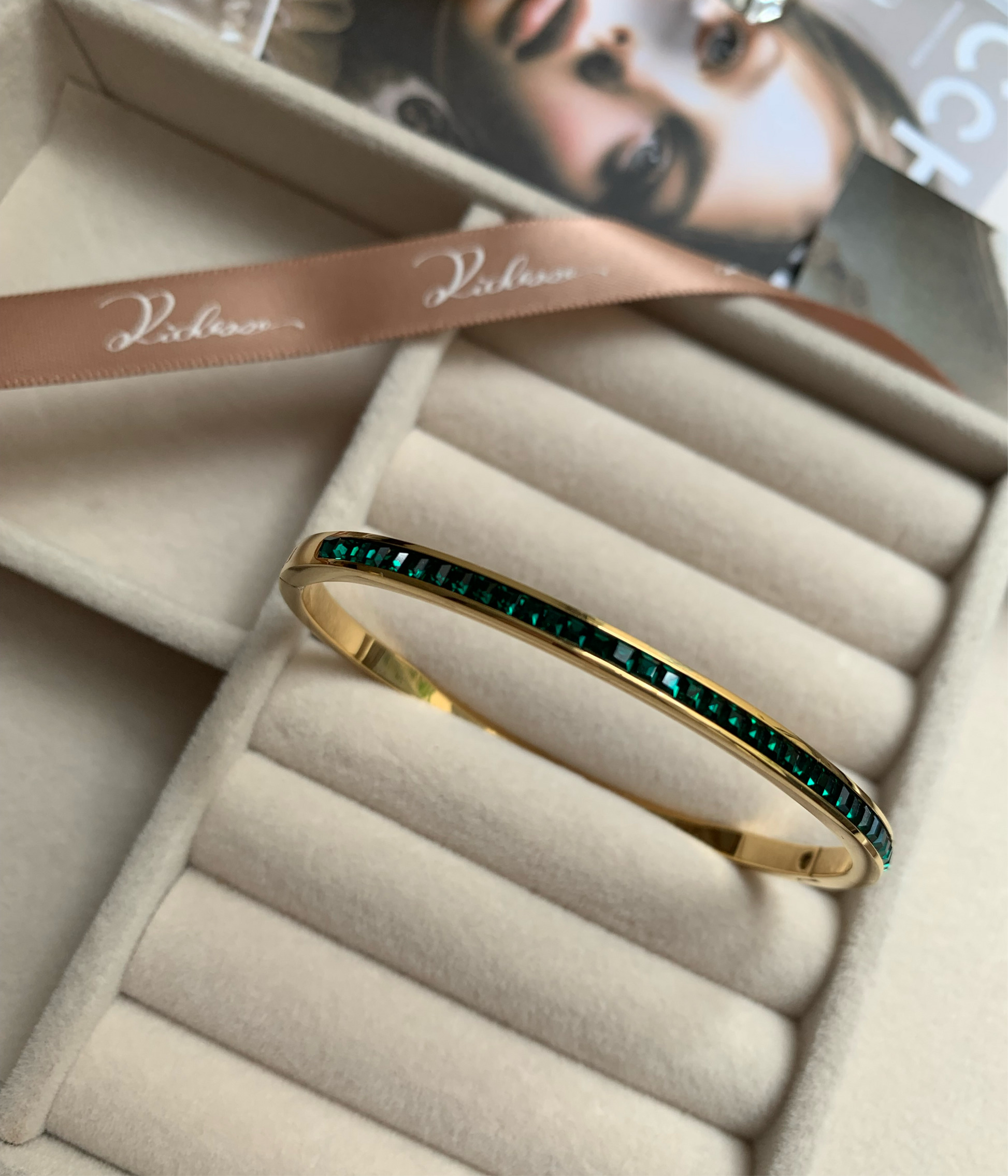 Pulsera Rafael Poder Verde con Diamantes Pequeños - Richesse Jewels