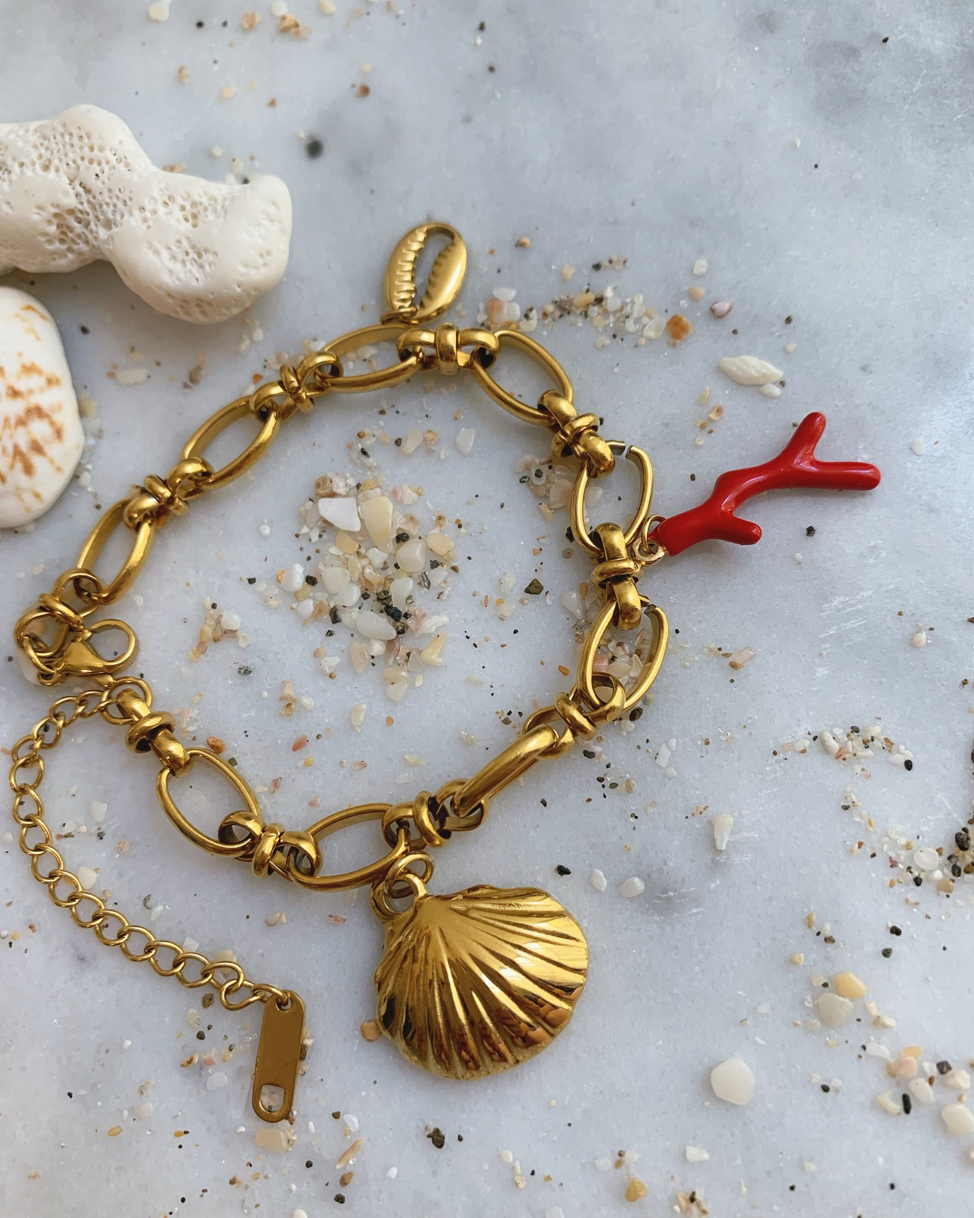 Pulsera de coral rojo marino - Richesse Jewels