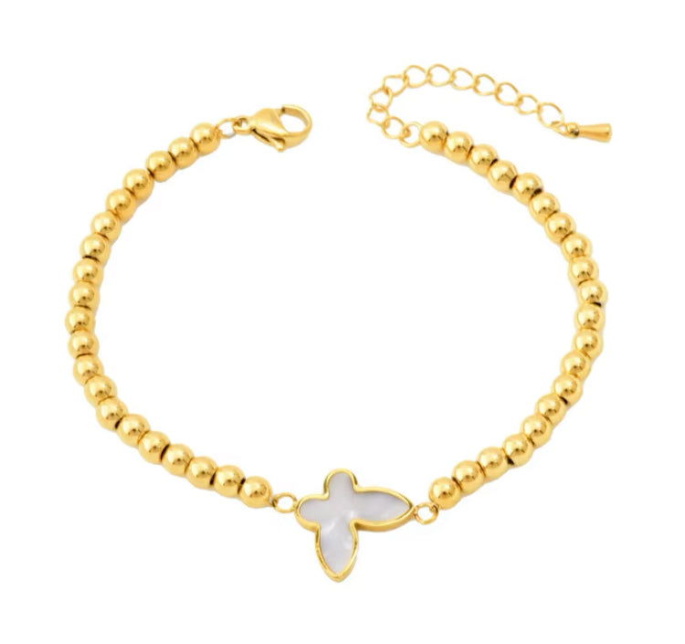 Tobillera de mariposa con nácar — diseño delicado de cuentas - Richesse Jewels